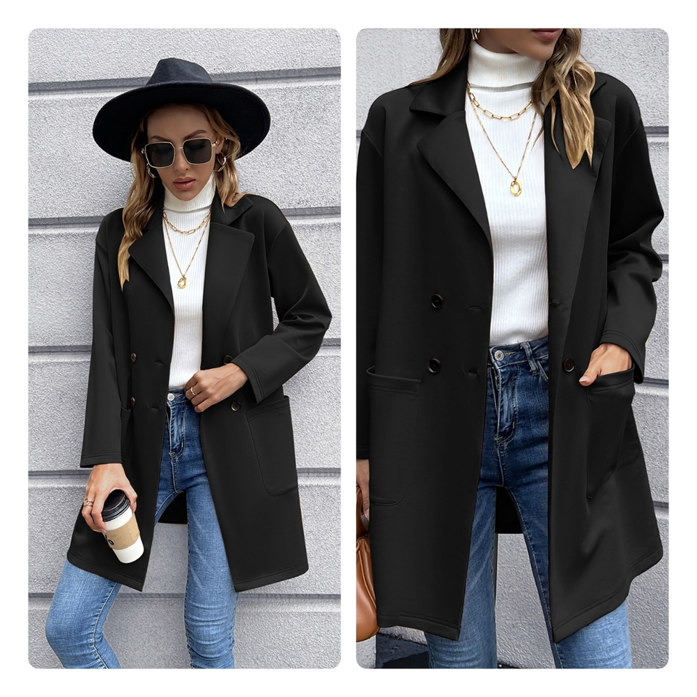 Lapel Collar Long Sleeve Blazer